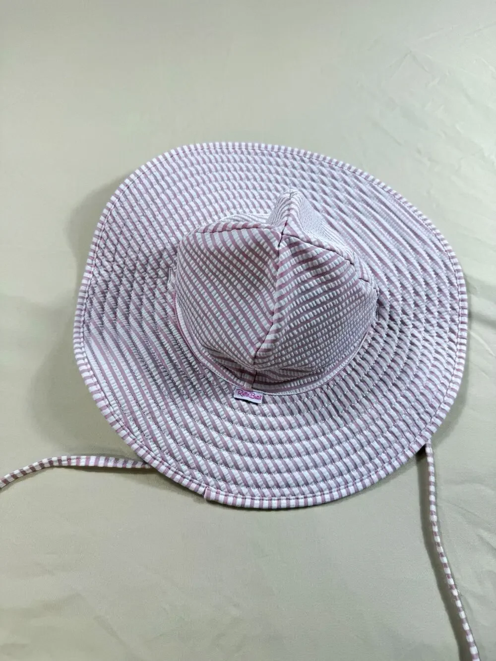 RuffleButts Toddler Girls Swim Sun Hat 3T 4T 5 Pink Cream UPF 50 Rash Guard